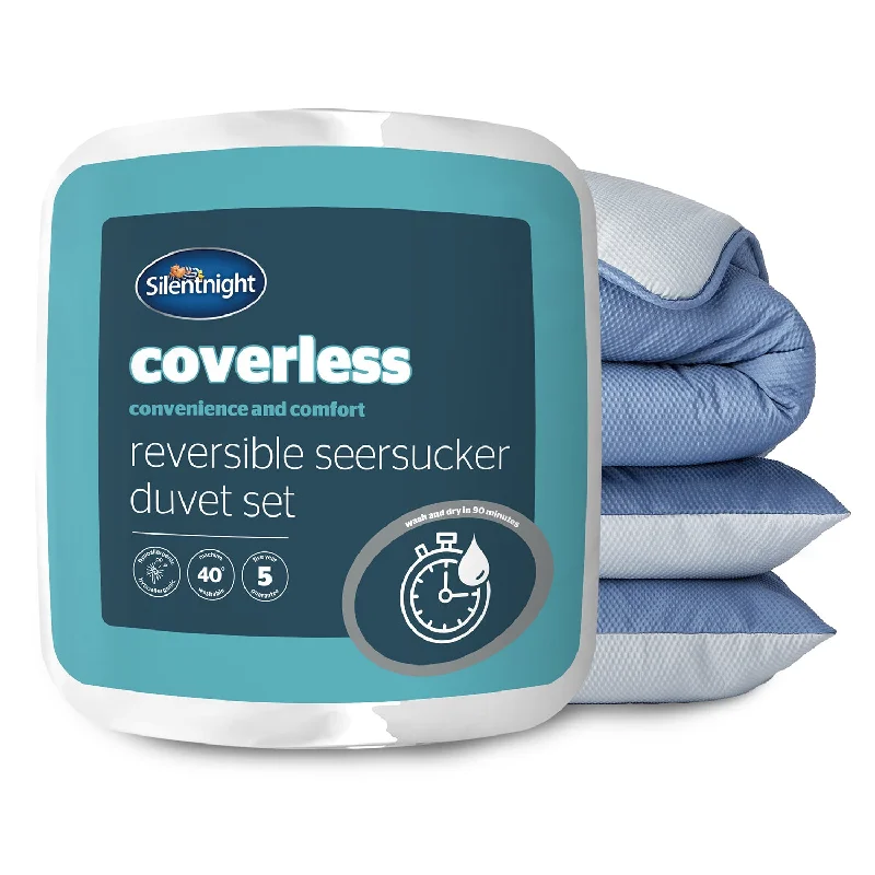 Weekend Best Price Deals Silentnight Seersucker Grey and Blue 10.5 Tog Coverless Duvet And Pillowcase Set