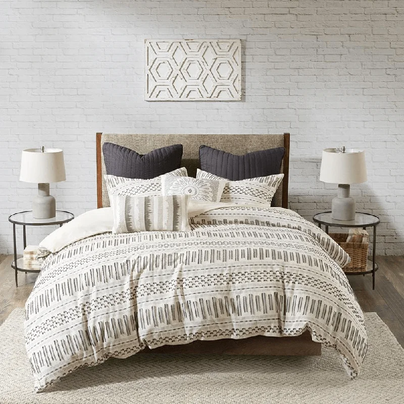 Flash Price Drops 100% Cotton Clipped Jacquard Duvet Cover Set (Full/Queen)