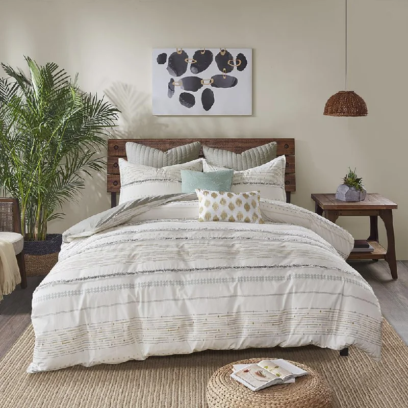 Limited Quantity 100% Cotton Nea Duvet Cover Set w/Trims -3 pcs. (Full/Queen)
