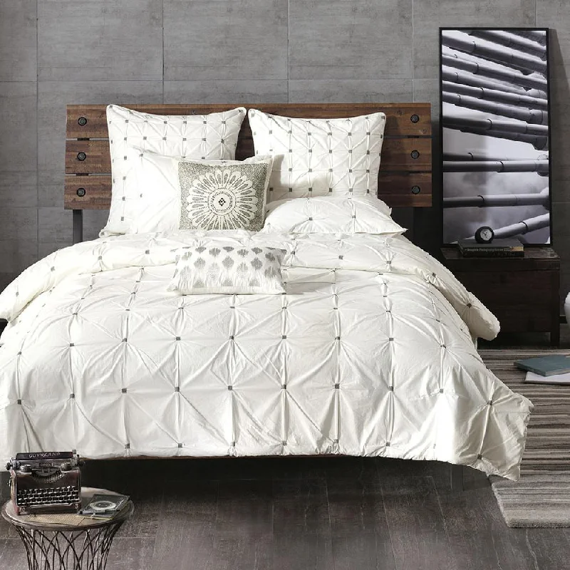 Unmissable Deals 100% Cotton Percale Duvet Cover Set w/Embroidery (Full/Queen)