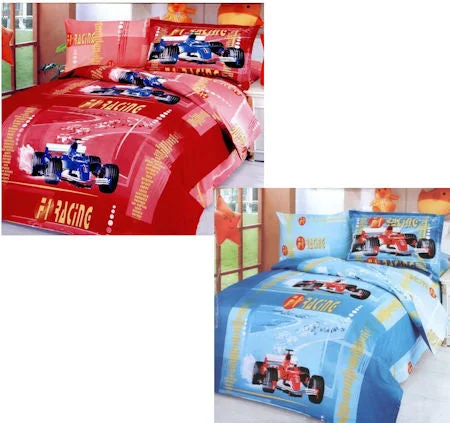 Shop & Save Elegant Cotton Race Car Formula One Boys Bedding Twin Duvet Cover Set Red or Blue Shop & Save Elegant Cotton Race Car Formula One Boys Bedding Twin Duvet Cover Set Red or Blue