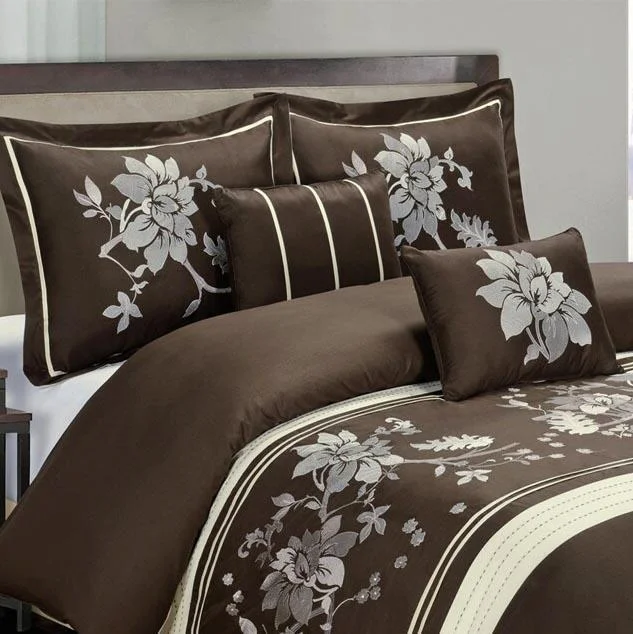 Big Savings Chocolate Duvet Cover Set 5 Piece Myra
