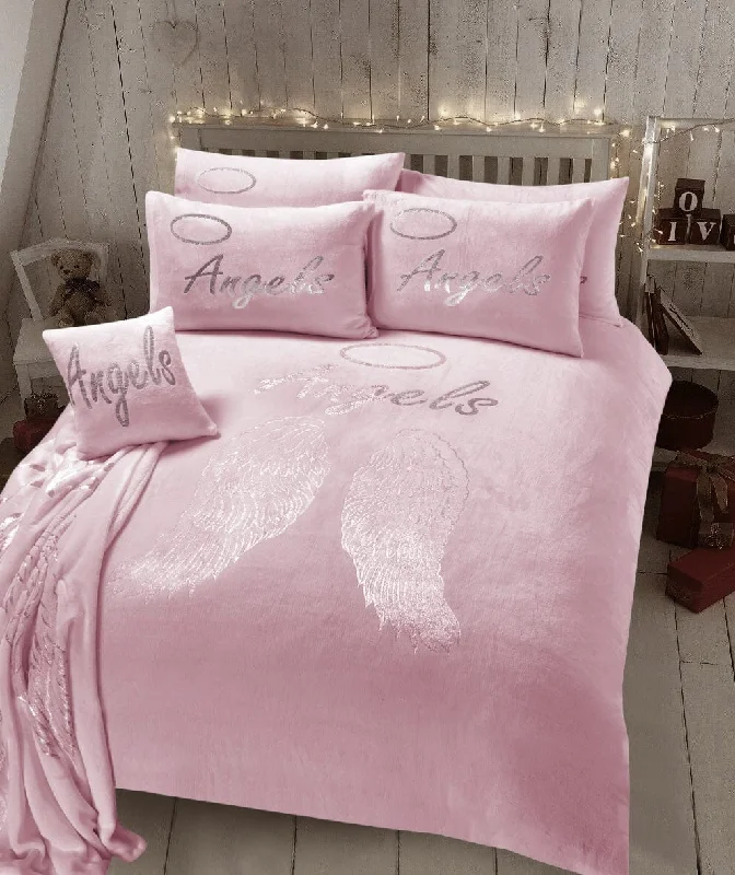 Weekend Bargain Blast Angel Wings Luxurious Teddy Fleece Duvet Set Super Soft Faux Fur Bedding Pillow Cases Bed Throw Cushion in Pink White Grey by OLIVIA ROCCO Weekend Bargain Blast Angel Wings Luxurious Teddy Fleece Duvet Set Super Soft Faux Fur Bedding Pillow Cases Bed Throw Cushion in Pink White Grey by OLIVIA ROCCO