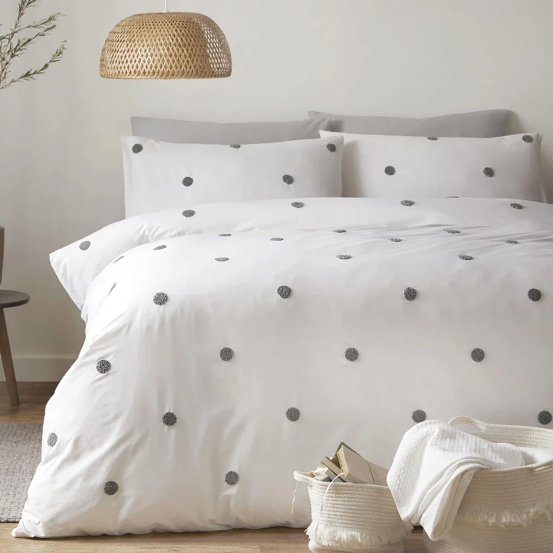 Weekend Markdown Madness Dot Garden Duvet Cover Set White + Slate
