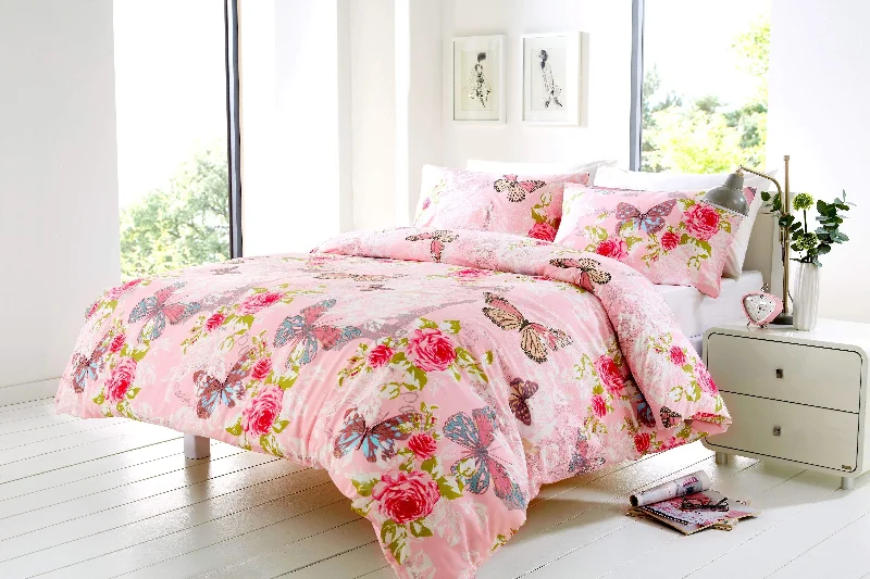 Hurry, While Stocks Last Ashley Butterfly Paris Cotton-Rich Duvet Set Double King Sizes OEKO-TEX Certified Bedding by OLIVIA ROCCO Hurry, While Stocks Last Ashley Butterfly Paris Cotton-Rich Duvet Set Double King Sizes OEKO-TEX Certified Bedding by OLIVIA ROCCO