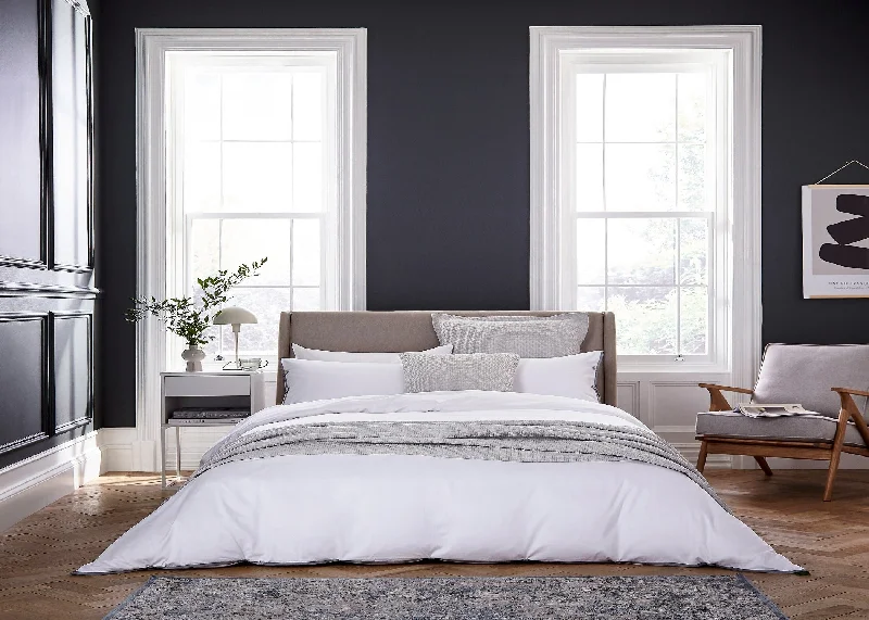 Weekend Special Bargains Bedeck of Belfast "Komoro" Duvet Cover & Pillow Case in White with Grey Trim