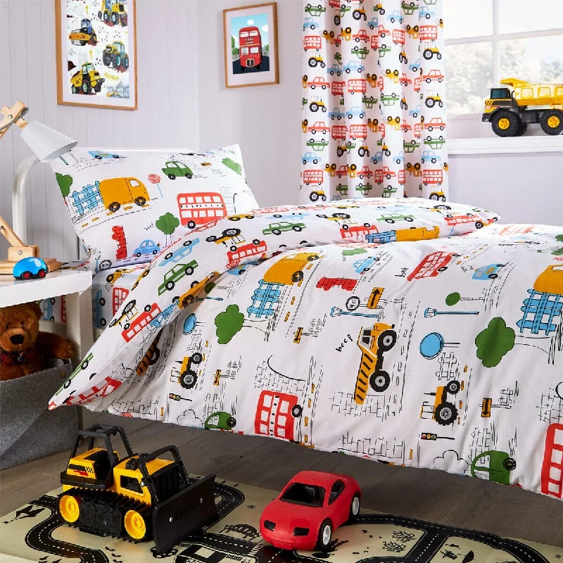 Weekend Hot Deals Construction Vehicle Vibrant Kids Duvet Set with Matching Pillowcase Optional Curtains Cotton Blend Bedding for Boys Bedrooms by OLIVIA ROCCO Weekend Hot Deals Construction Vehicle Vibrant Kids Duvet Set with Matching Pillowcase Optional Curtains Cotton Blend Bedding for Boys Bedrooms by OLIVIA ROCCO