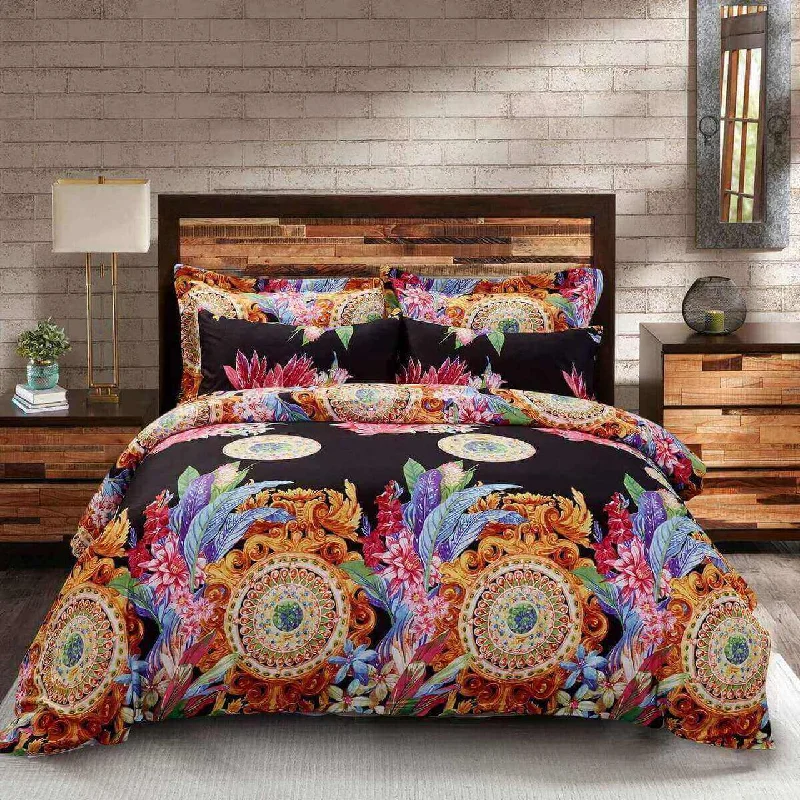 Exclusive Online Offers Black Mandala Floral Duvet Cover Bedding Set Queen or King Designer Ensemble Exclusive Online Offers Black Mandala Floral Duvet Cover Bedding Set Queen or King Designer Ensemble