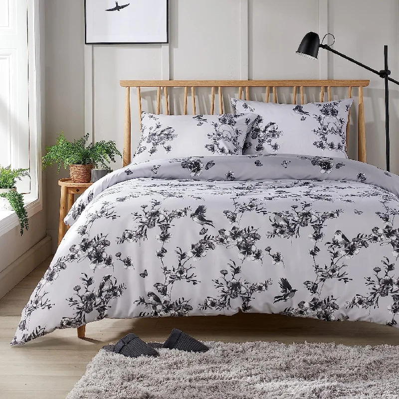 Shop & Save Now Blossom Grey Reversible Duvet Cover Set Elegant & Comfortable Polyester Blend with Button Closure Available in Single Double King Sizes by OLIVIA ROCCO Shop & Save Now Blossom Grey Reversible Duvet Cover Set Elegant & Comfortable Polyester Blend with Button Closure Available in Single Double King Sizes by OLIVIA ROCCO