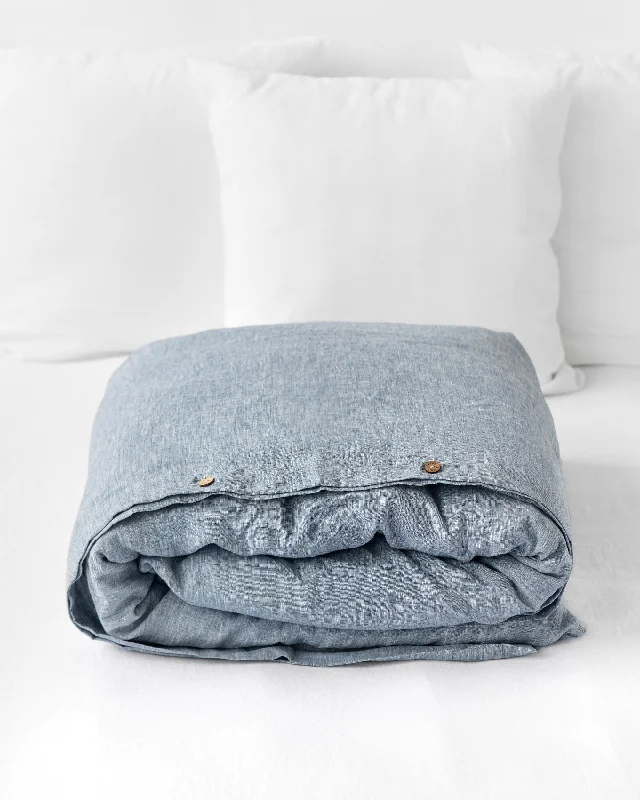 Limited-Time Discount Blue melange linen duvet cover