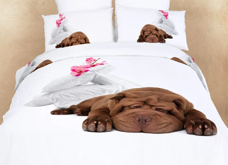 Super Low Prices Bulldog Puppy Dog Themed Kids Bedding Twin or Queen Duvet Cover Set Designer Ensemble