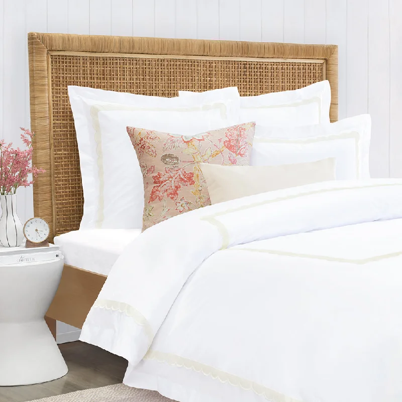 Weekend Flash Markdown Camellia Ivory Scalloped Percale Duvet Cover