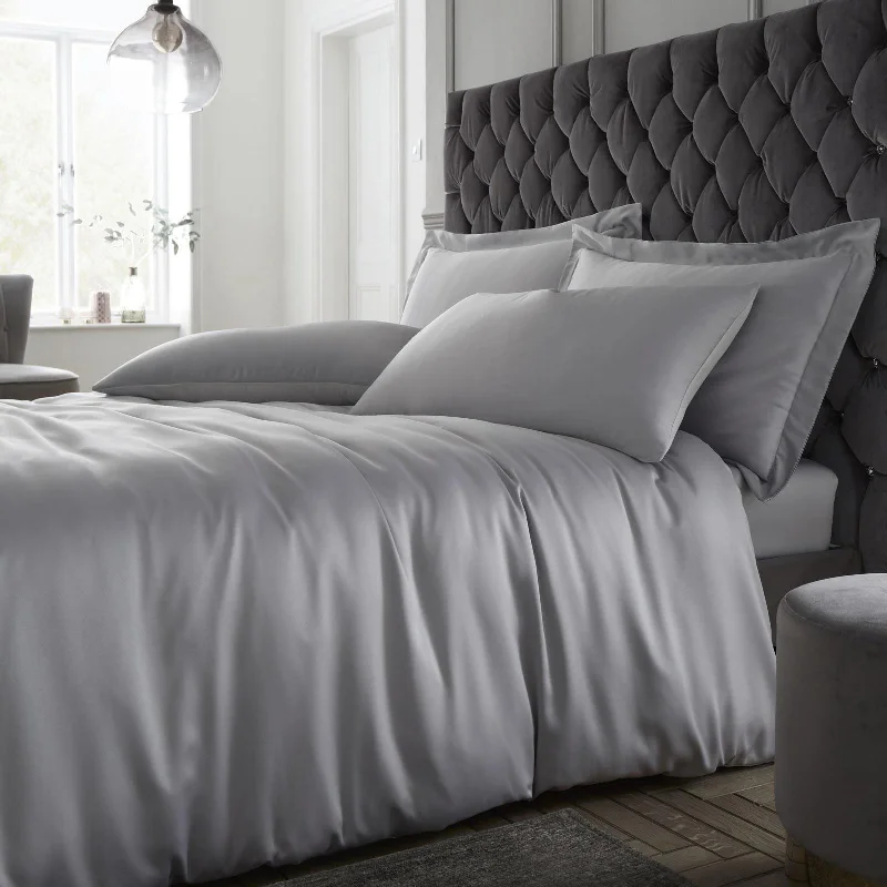 Weekend Flash Discount Silky Soft Satin Duvet Cover Set Silver