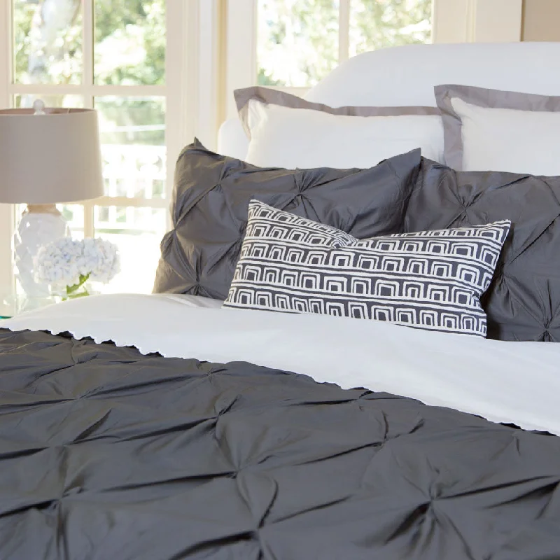 Shop Now, Save More Charcoal Grey Valencia Pintuck Duvet Cover