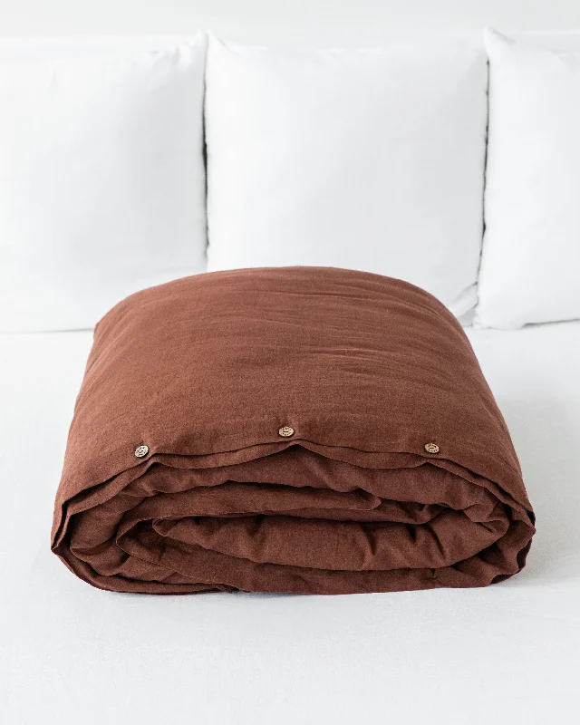 Big Sale Event Chocolate brown linen duvet cover