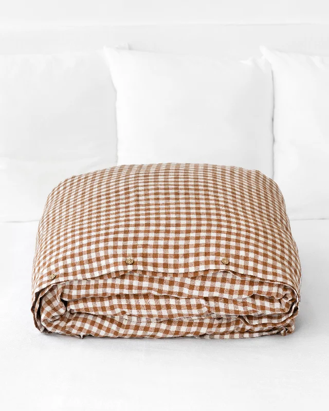 Shop & Save Today Cinnamon gingham linen duvet cover