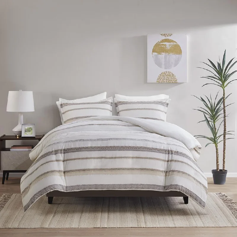 Limited Time Only Clipped Jacquard  Duvet Cover Set -3 pcs. (Full/Queen)