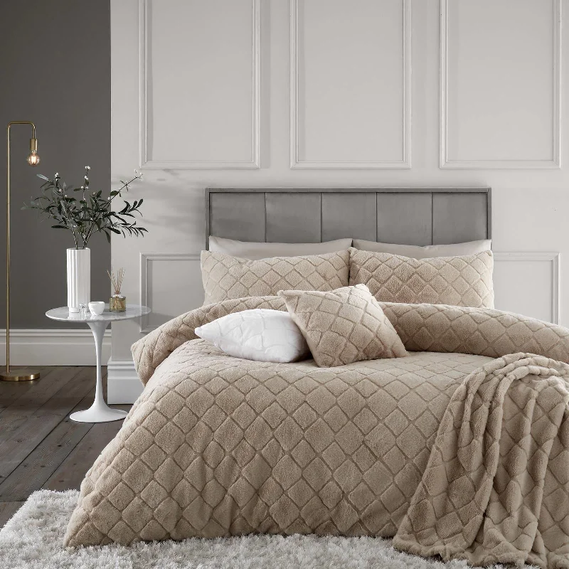 Weekend Super Sale Cosy Diamond Duvet Cover Set Natural