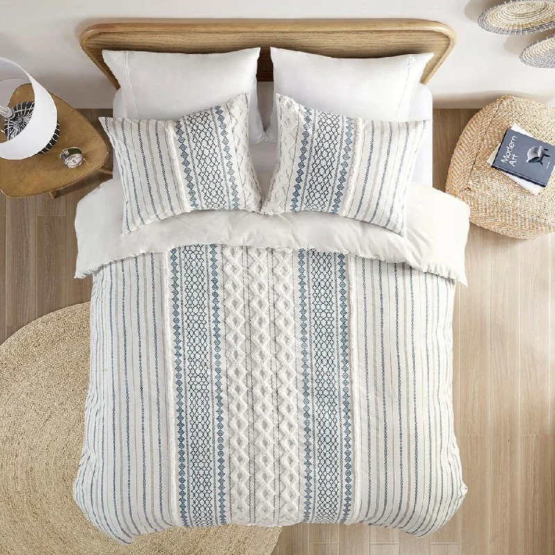 Hot Savings Alert Cotton Printed Duvet Cover Set w/ Chenille (Full/Queen)