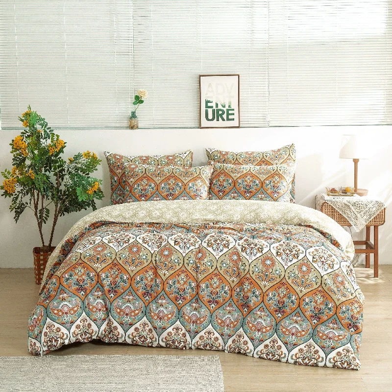 Flash Discounts DaDalogy Bedding Bohemian Duvet Cover w/Pillow Cases - Reversible Coral Teal Floral Paisley Botanical Garden Party - Bright Vibrant Multi-Colorful Blue Salmon Pink Flash Discounts DaDalogy Bedding Bohemian Duvet Cover w/Pillow Cases - Reversible Coral Teal Floral Paisley Botanical Garden Party - Bright Vibrant Multi-Colorful Blue Salmon Pink
