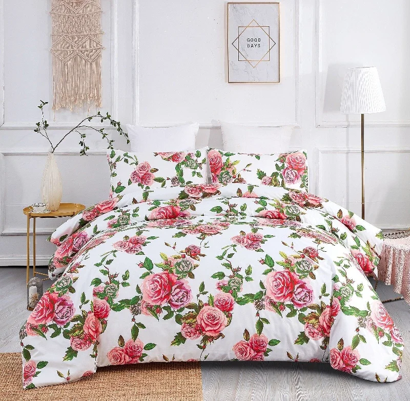 Massive Savings Event DaDa Bedding Romantic Roses Lovely Spring Pink Floral Duvet Cover Set w/ Pillow Cases (JHW-879) Massive Savings Event DaDa Bedding Romantic Roses Lovely Spring Pink Floral Duvet Cover Set w/ Pillow Cases (JHW-879)