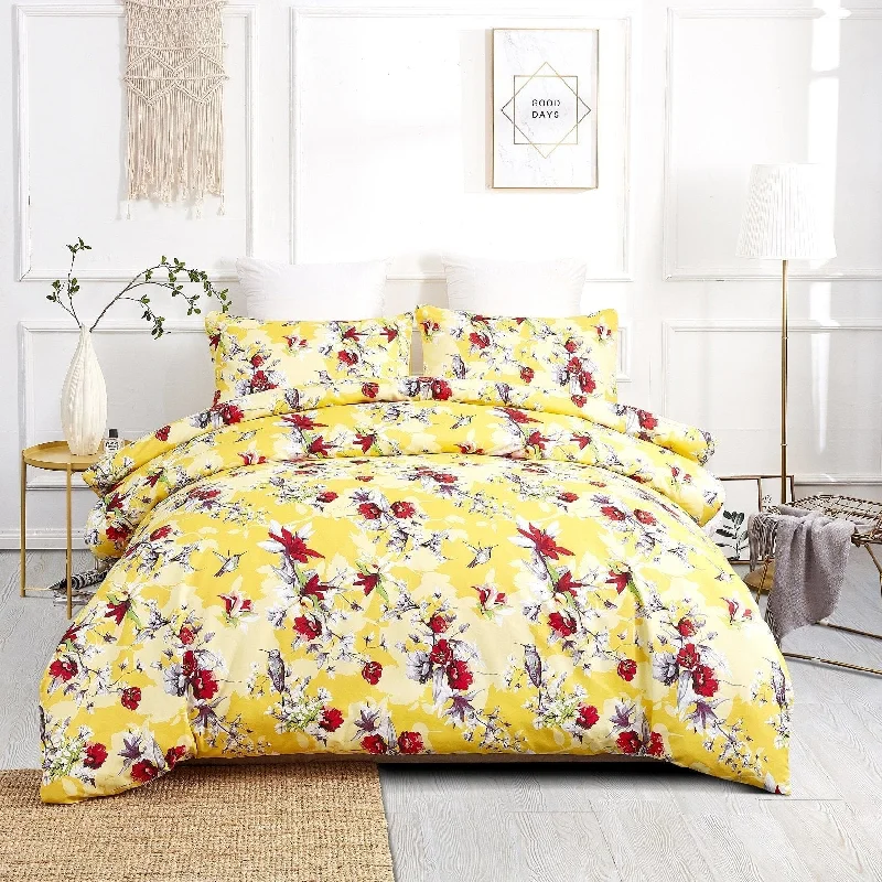 Special Shopping Event DaDa Bedding Sunshine Yellow Hummingbirds Floral Duvet Cover Set w/ Pillow Cases (JHW-925) Special Shopping Event DaDa Bedding Sunshine Yellow Hummingbirds Floral Duvet Cover Set w/ Pillow Cases (JHW-925)