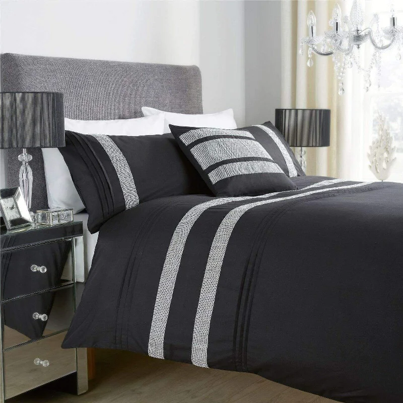 Exclusive Deals Diamante Glitz Luxurious Cotton Rich Duvet Set with Handwoven Sparkling Crystal Detailing for Elegant Bedroom Decor in All Sizes by OLIVIA ROCCO Exclusive Deals Diamante Glitz Luxurious Cotton Rich Duvet Set with Handwoven Sparkling Crystal Detailing for Elegant Bedroom Decor in All Sizes by OLIVIA ROCCO