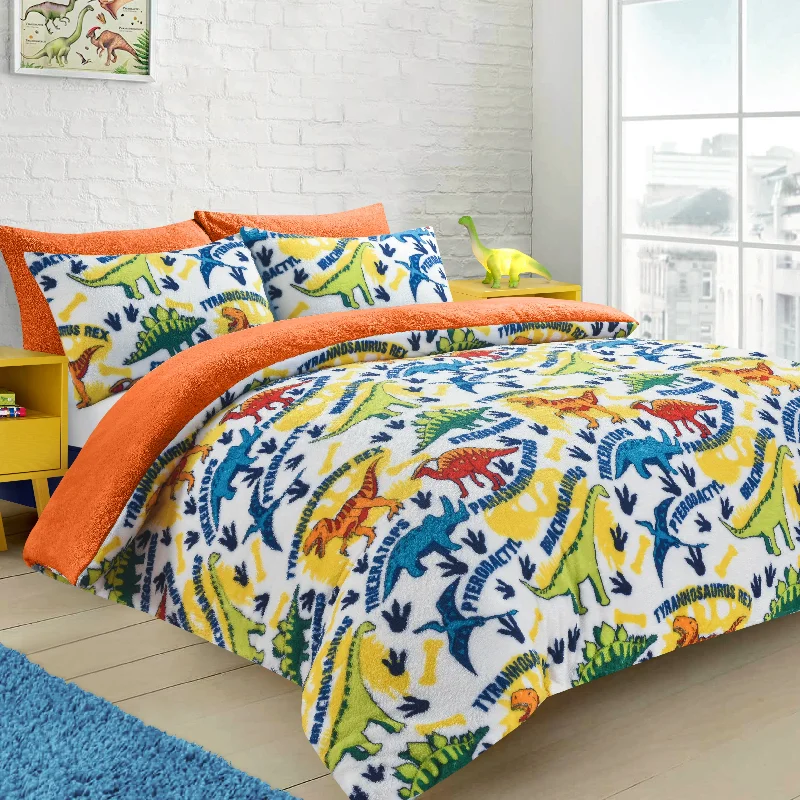 Shop Now and Save Velosso Dinosaur Teddy Fleece Duvet Cover & Pillowcase Set