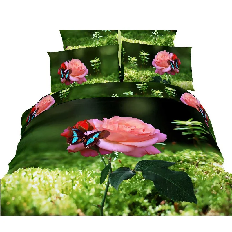 Price Slash Event Luxury Photo Real Butterfly With Pink Rose King Duvet Cover Bedding Set Designer Ensemble Price Slash Event Luxury Photo Real Butterfly With Pink Rose King Duvet Cover Bedding Set Designer Ensemble