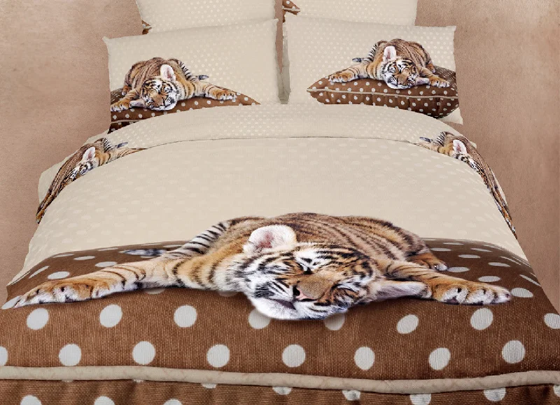 Weekend Only Sale Luxury Cotton Baby Tiger Bedding Twin XL Kids Duvet Cover Set Brown & Tan Designer Ensemble Weekend Only Sale Luxury Cotton Baby Tiger Bedding Twin XL Kids Duvet Cover Set Brown & Tan Designer Ensemble