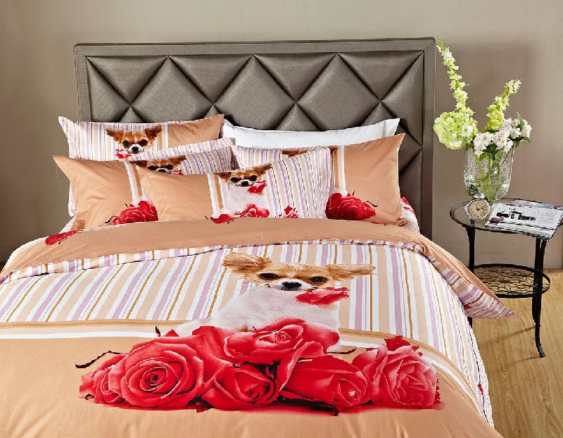 Shop & Save Big Luxury Cotton Chihuahua & Roses Puppy Dog Themed Girls Bedding Twin or Full/Queen Duvet Cover Set Designer Ensemble Shop & Save Big Luxury Cotton Chihuahua & Roses Puppy Dog Themed Girls Bedding Twin or Full/Queen Duvet Cover Set Designer Ensemble