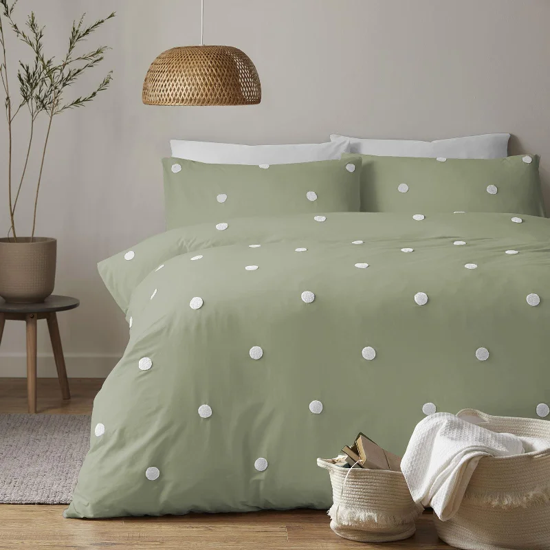 Price Slash Event Dot Garden Duvet Cover Set Sage