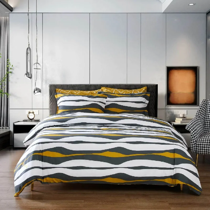 Weekend Only Sale Grey White Modern Retro Striped Jacquard Bedding Queen or King Duvet Cover Set Designer Ensemble Weekend Only Sale Grey White Modern Retro Striped Jacquard Bedding Queen or King Duvet Cover Set Designer Ensemble