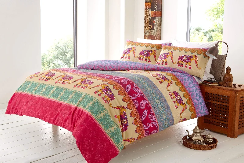 Massive Sale Event Elly Duvet Set Luxury Cotton Rich Indian Elephant Design Bedding in Bold Colours Available in Single Double King Super King by OLIVIA ROCCO Massive Sale Event Elly Duvet Set Luxury Cotton Rich Indian Elephant Design Bedding in Bold Colours Available in Single Double King Super King by OLIVIA ROCCO