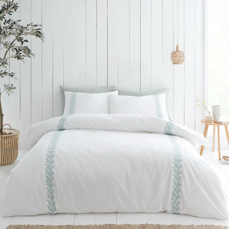Weekend Promo Offers Embroidery Leaf Duvet Cover Set