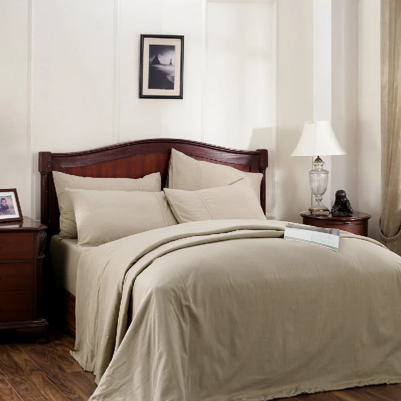 Hurry, Don’t Miss Out Emmie Reversible Made With Egyptian Cotton Ultra Soft Light Beige Duvet Cover with Pillow Case