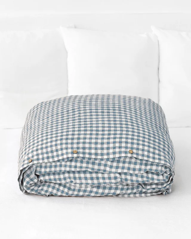 Shop & Save More Gray blue gingham linen duvet cover