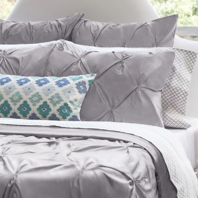 Massive Sale Event English Grey Valencia Pintuck Duvet Cover