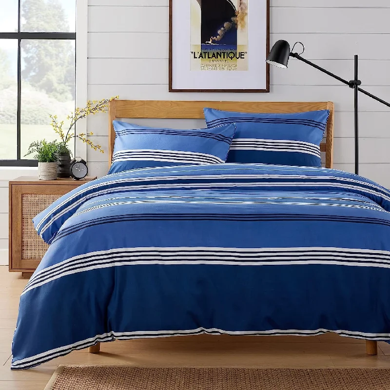 Weekend Exclusive Bargains Harlow Stripes Blue Duvet Cover Set with Pillowcases Breathable Polyester Button Closure Bedding Available in Single Double and King Sizes by OLIVIA ROCCO Weekend Exclusive Bargains Harlow Stripes Blue Duvet Cover Set with Pillowcases Breathable Polyester Button Closure Bedding Available in Single Double and King Sizes by OLIVIA ROCCO