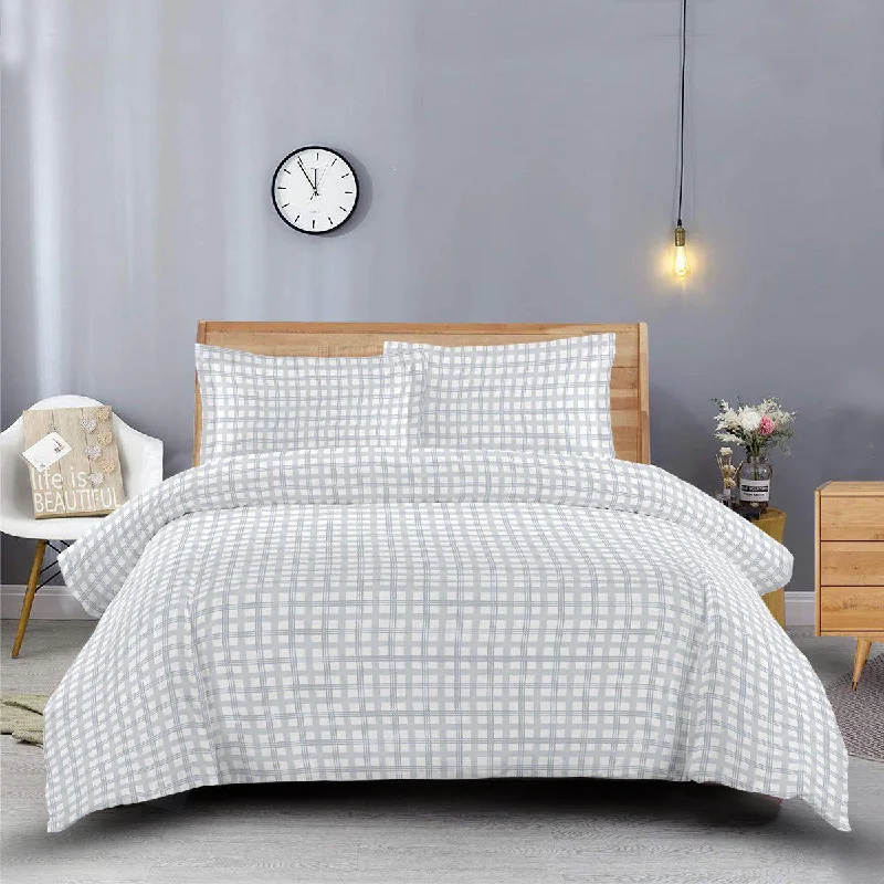 Exclusive Deals Heavyweight Printed Flannel Duvet Covers 170GSM - Gray Check