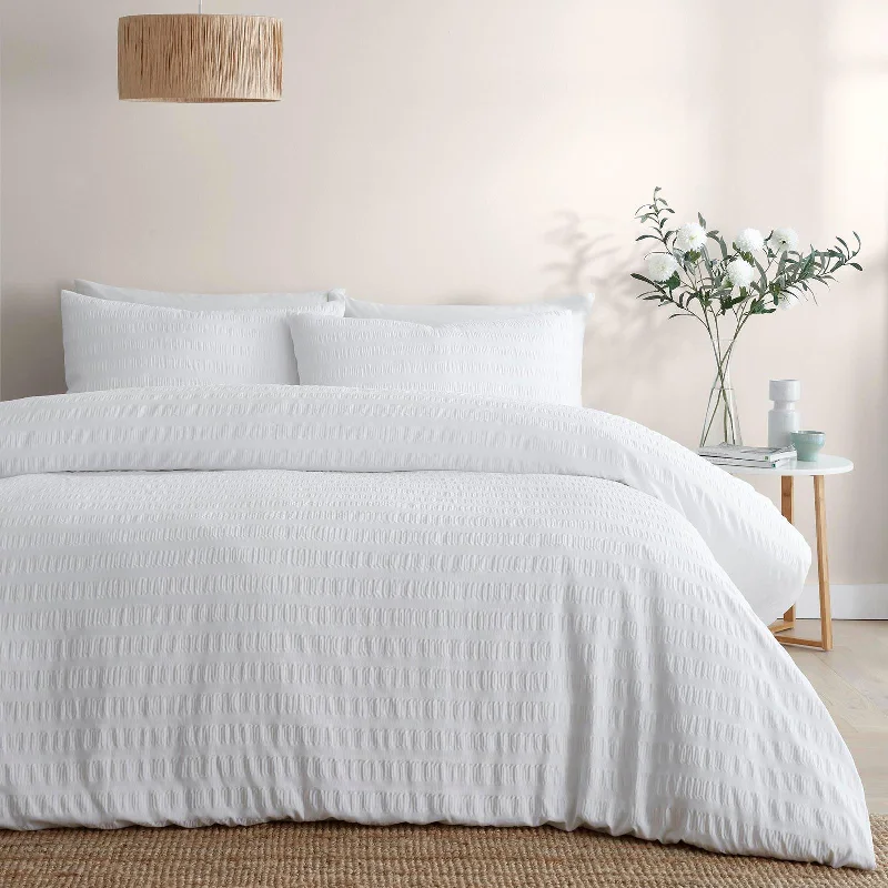 Best Deal of the Day Honley Seersucker Duvet Cover Set White