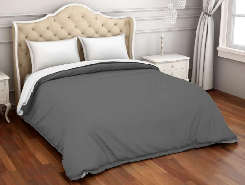 Weekend Shopping Fever Solid Grey 100% Cotton Double Duvet Cover - Hygro By Spaces