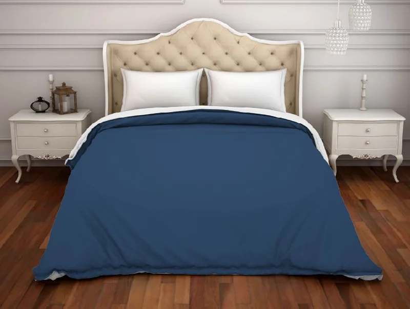 Weekend Hot Picks Solid Navy Blue 100% Cotton Double Duvet Cover - Hygro By Spaces
