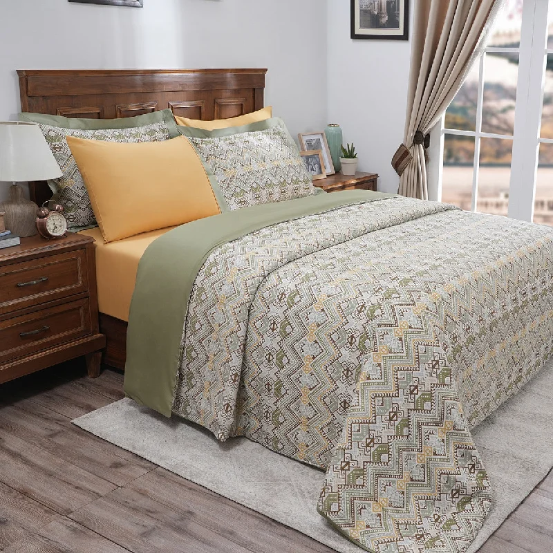 Unseen Savings Indigenous Artisan Aztec Stripe 100%Cotton Printed Green Duvet Cover With Pillow Case Unseen Savings Indigenous Artisan Aztec Stripe 100%Cotton Printed Green Duvet Cover With Pillow Case