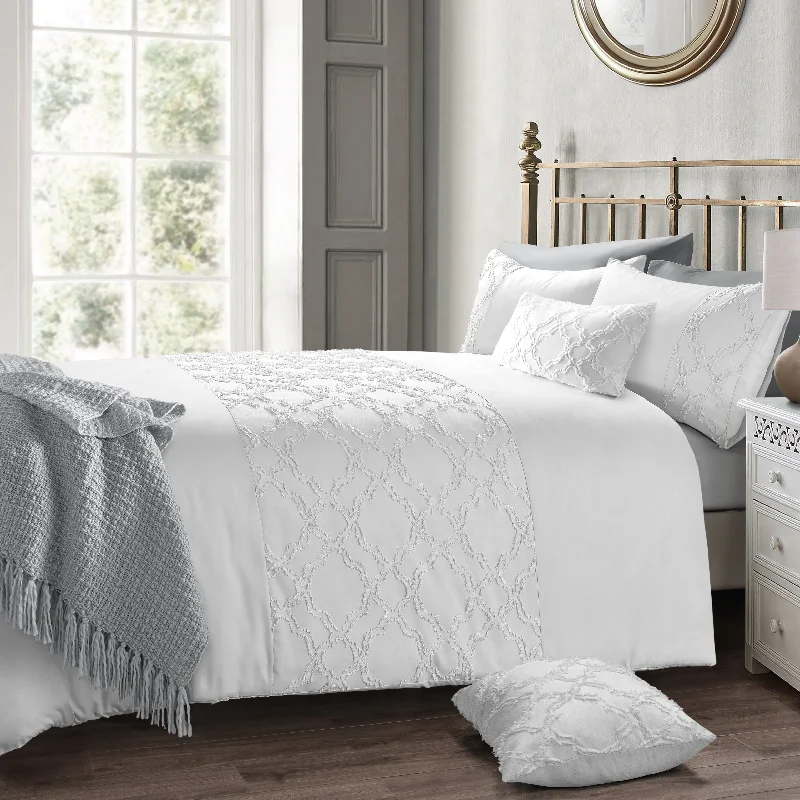 Limited Offer Intimates Kiera Tufted White Duvet Cover & Pillowcase Set
