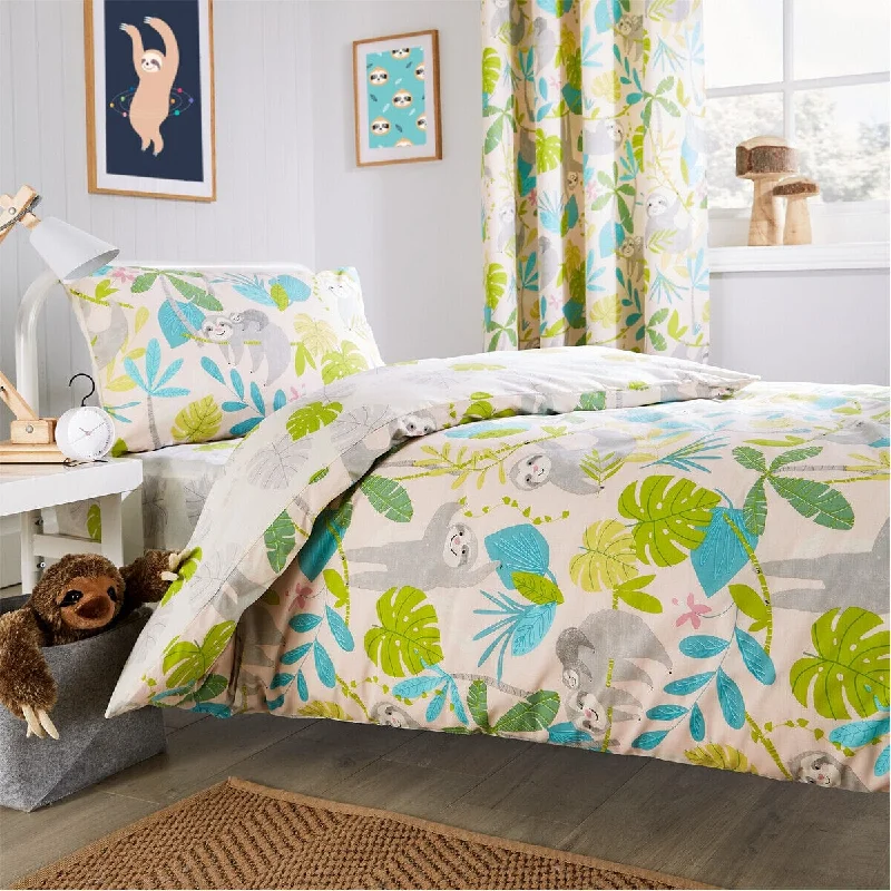 Weekend Deal Rush Lazy Sloth Kids Duvet Set Soft Cotton Blend Bedding with Pillowcase and Matching Curtains OEKO-TEX Certified Available in Single and Double Sizes by OLIVIA ROCCO Weekend Deal Rush Lazy Sloth Kids Duvet Set Soft Cotton Blend Bedding with Pillowcase and Matching Curtains OEKO-TEX Certified Available in Single and Double Sizes by OLIVIA ROCCO