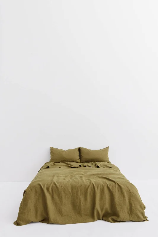 Flash Sale Linen Duvet Cover Olive