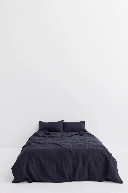 Big Savings Linen Duvet Cover Midnight