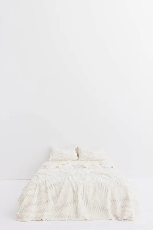 End-of-Season Sale Linen Duvet Cover Tobacco Pinstripe