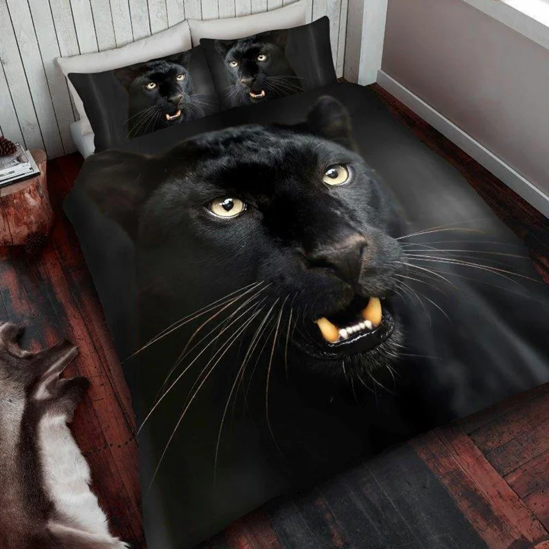 Limited-Time Discount Majestic Black Panther Animal Twin Duvet Cover / Comforter Cover Bed Set 3D Photo Print